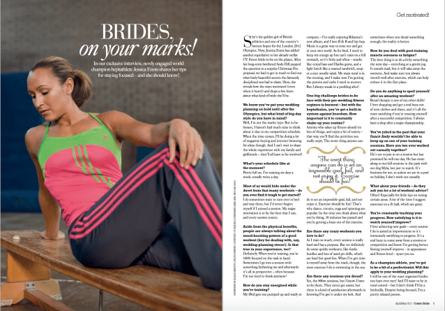 Jessica Ennis interview, Cosmopolitan Bride